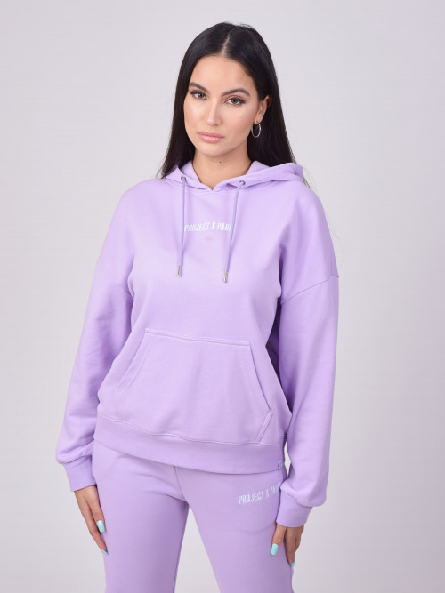 Basic hoodie with embroidered logo - Purple