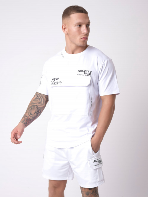 T-shirt com logógênero de inspiração japonesa - Branco