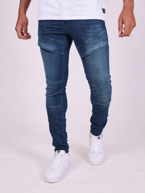 Jeans skinny con cuciture a vista - Azzurro