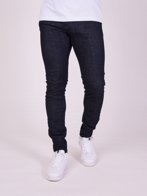 Jeans skinny con dettaglio logo in rilievo sul retro - Nero