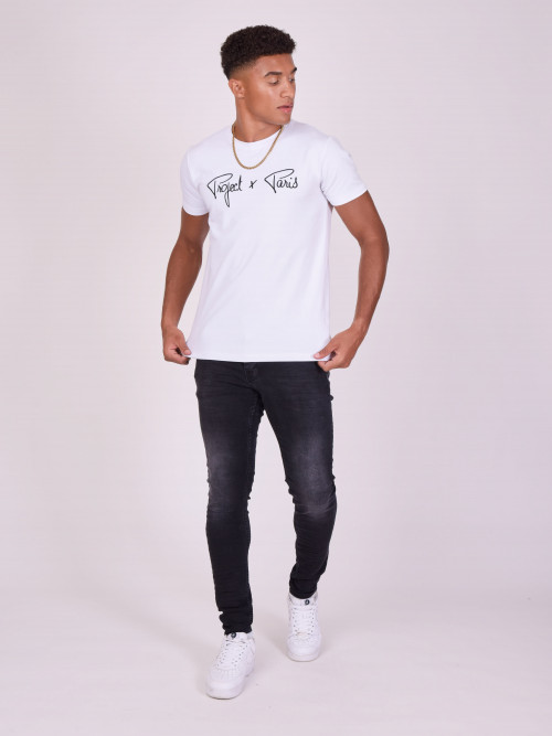 Jeans skinny con dettaglio logo in rilievo sul retro - Grigio
