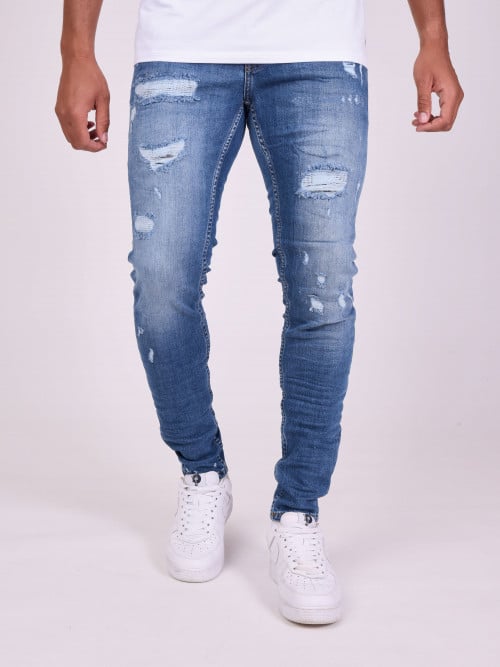Skinny Jeans mit Used-Effekt - Hellblau
