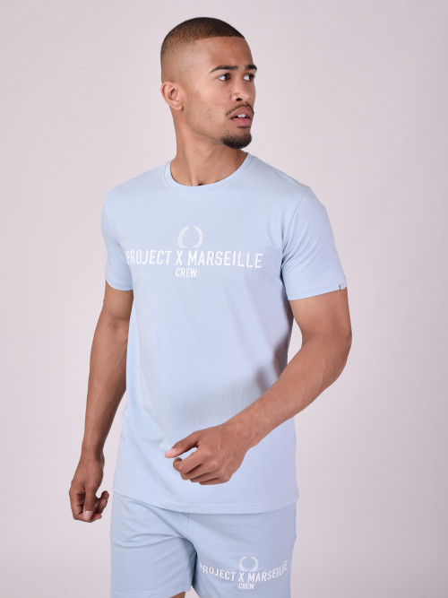 T-Shirt mit Project X Marseille Crew-Logo - Himmelblau