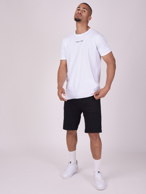 Denim shorts with seam yoke - Black