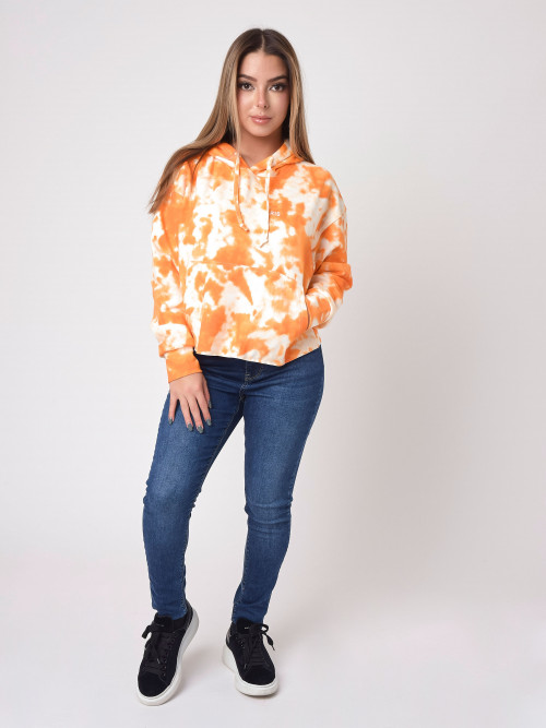 Tie & Dye crop hoodie - Orange