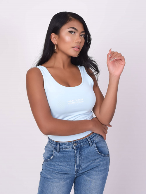 Top with wide straps - Light blue