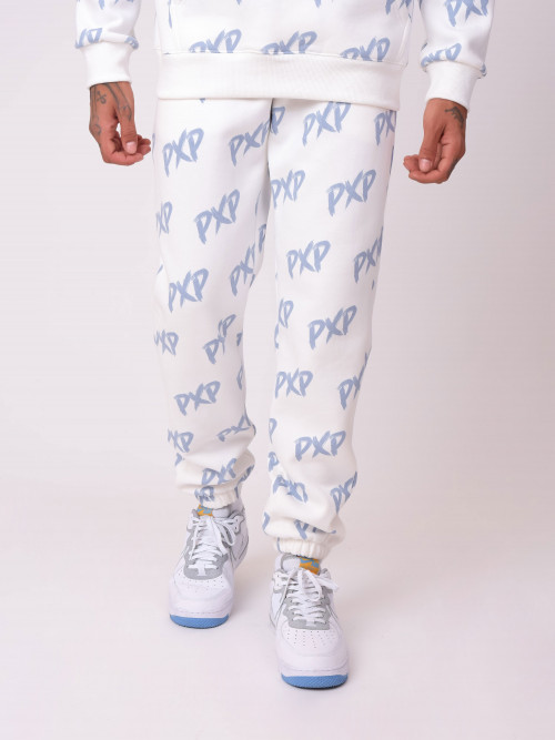 Pantaloni da jogging PXP "brush" all-over unisex - Bianco