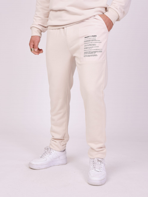 Yoke jogging bottoms with text - Ivory