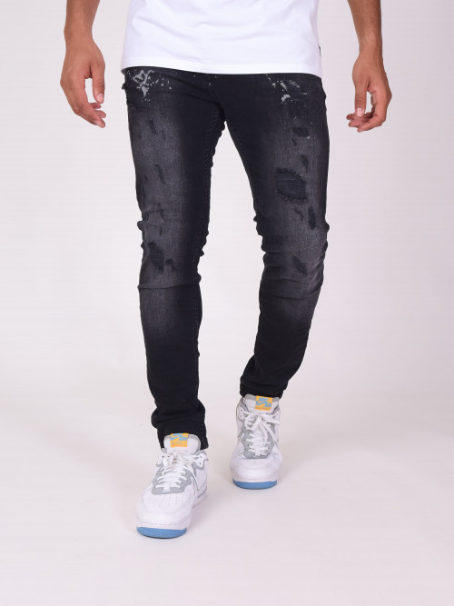 Jeans slim destroy - Negro
