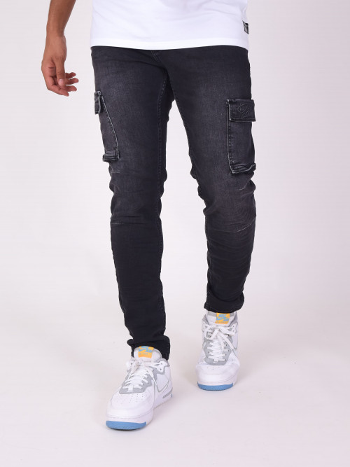 Basic-Jeans im Cargo-Stil - Schwarz