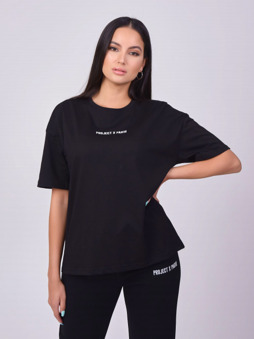 Camiseta básica holgada - Negro