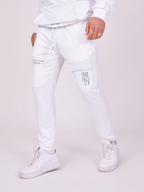 Two-material jogging bottoms - White