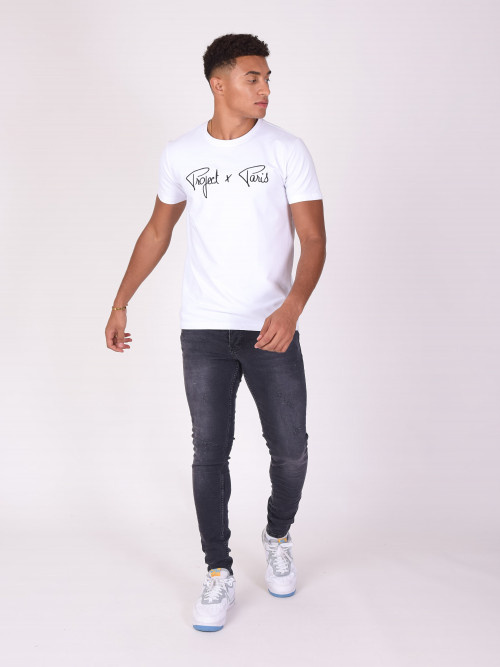 Skinny jeans with embossed logo detail on back - Light grey