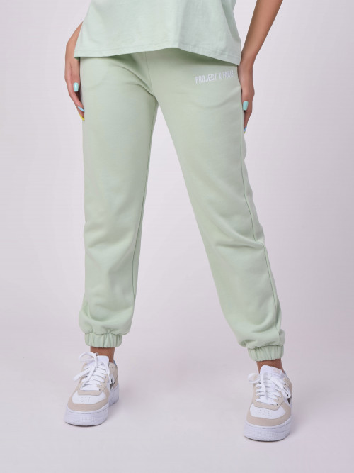 Pantaloni da jogging basic con ricamo del logo - Verde acqua