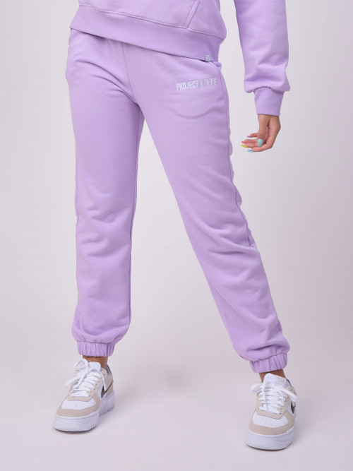 Pantaloni da jogging basic con ricamo del logo - Viola