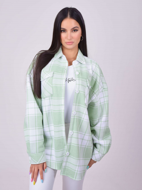 Two-tone check overshirt - Water green