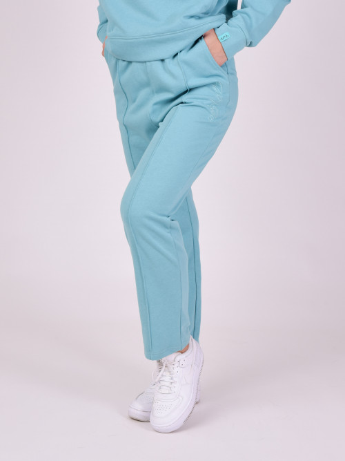 Tone-on-tone logo embroidery jogging bottoms - Water green