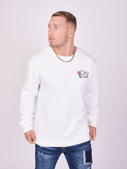 Oversize-Sweatshirt "floral - Weiß
