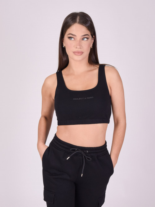 Top basic a spalline larghe - Nero