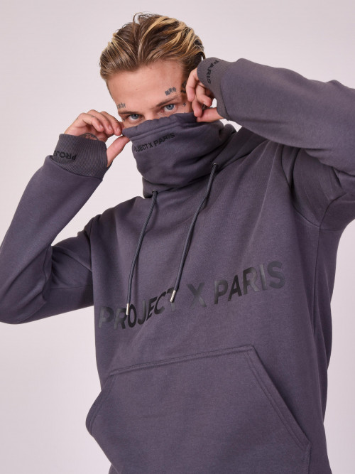Sweatshirt mit Rollkragen und Kapuze - Grau