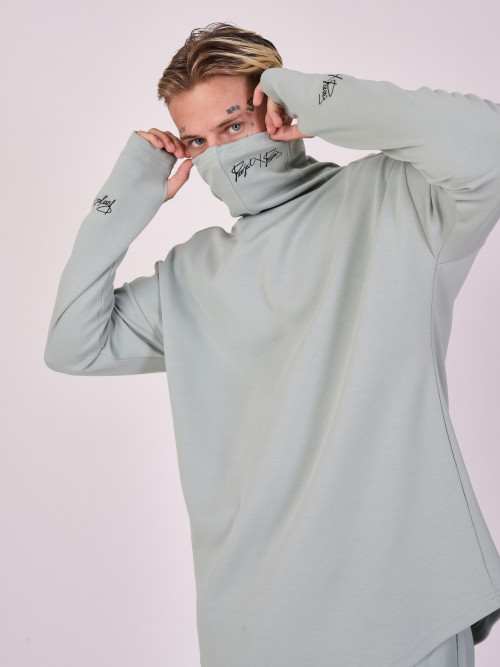 Embroidered logo turtleneck sweater - Water green