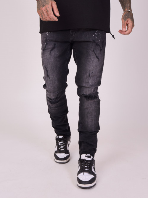 Washé regular scratch jeans - Black