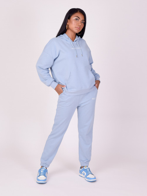Basic hoodie with embroidered logo - Sky Blue