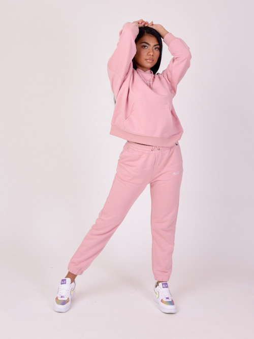 Basic jogging bottoms with logo embroidery - Rose