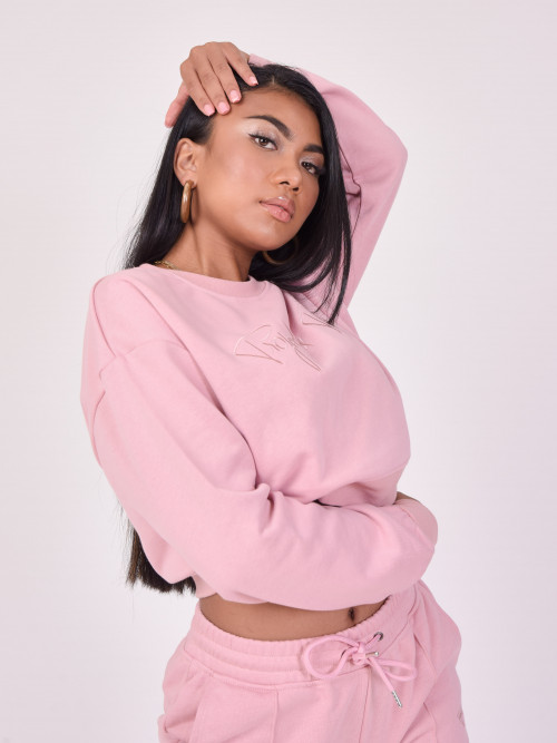 Loose-fitting basic sweatshirt - Powder pink