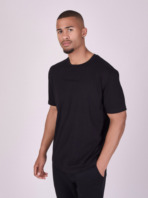 Camiseta básica con logo en relieve - Negro