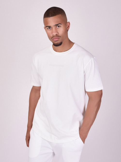 Maglietta basic con logo in rilievo - Bianco