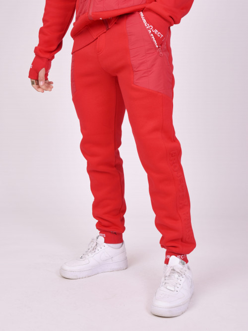 Quilted yoke jogging bottoms - Red