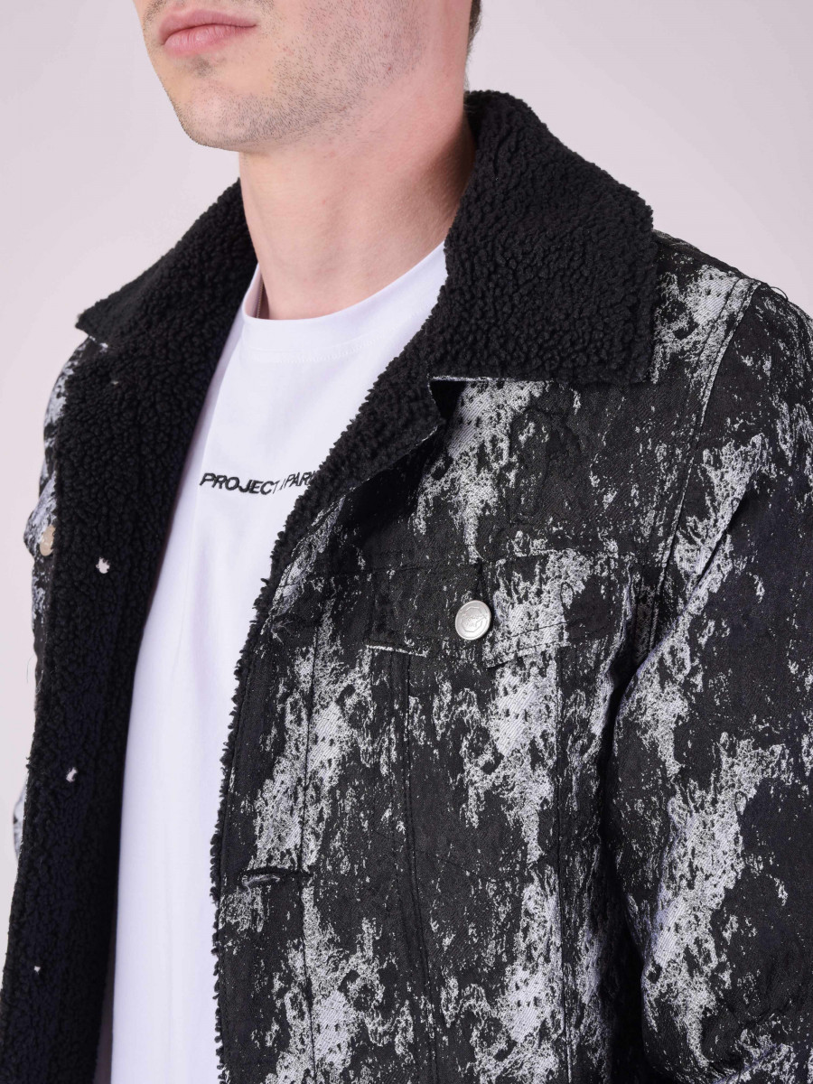 Wool effect collar Textured Jacket
