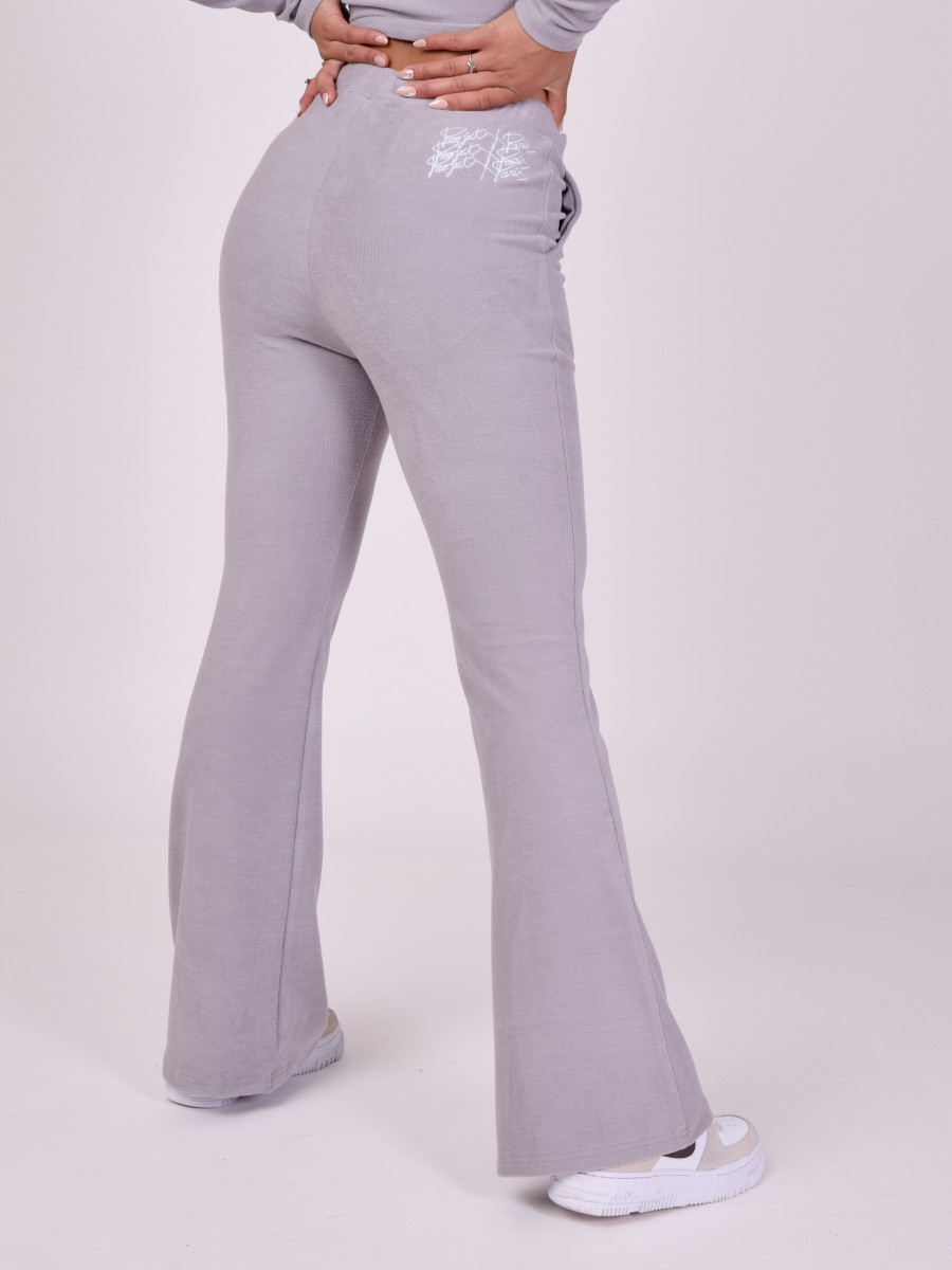 Pantalon évasé triple logo côtelé