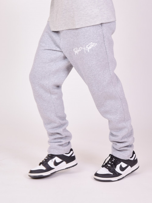 Pantaloni da jogging basic con ricamo integrale del logo - Grigio chiaro
