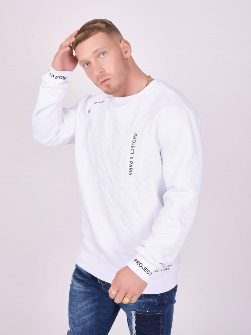 Quilted round-neck sweatshirt - White