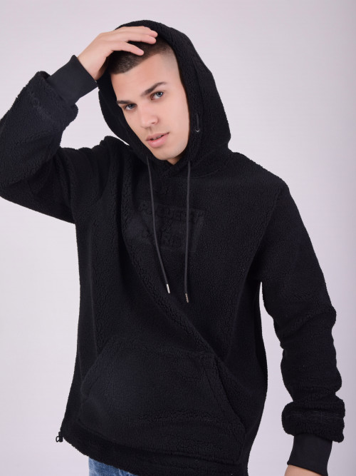 Embossed logo pilou hoodie - Black