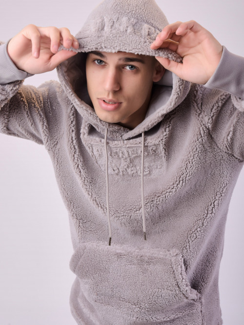 Embossed logo pilou hoodie - Light grey
