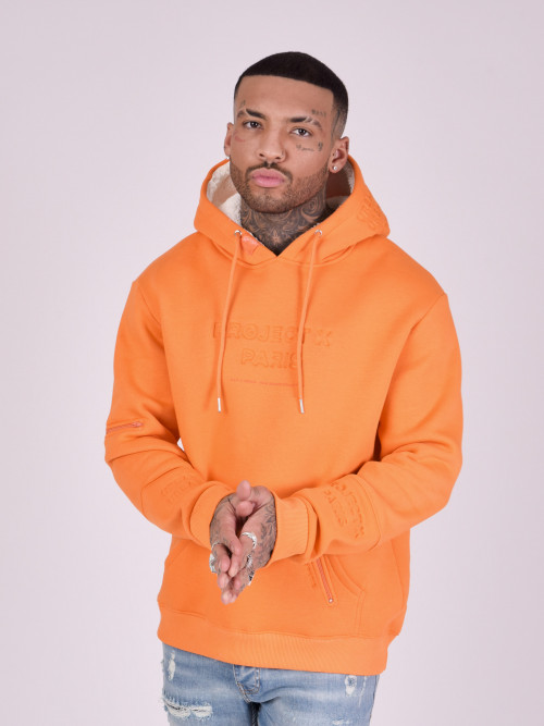 Sudadera con capucha y logotipo en relieve negativo - Naranja