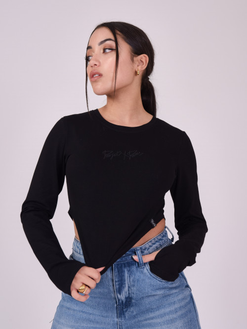 Long-sleeved tight-fitting top - Black