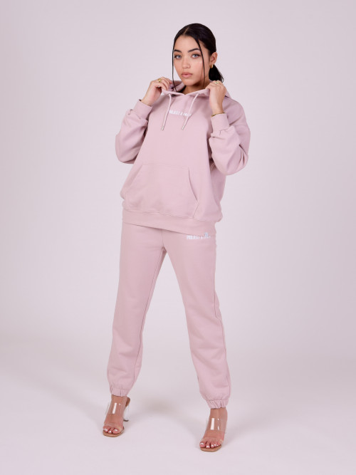 Basic hoodie with embroidered logo - Powder pink