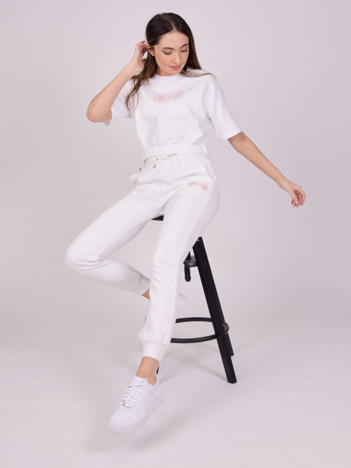 Pantaloni da jogging con triplo logo - Bianco