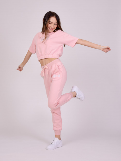 Pantaloni da jogging con triplo logo - Rosa
