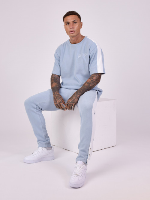 Mesh jogging bottoms with side band - Sky Blue