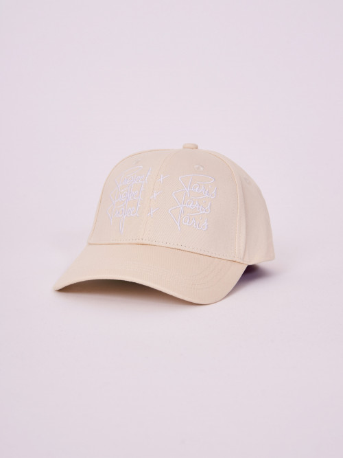 Adjustable cap, unisex Triple Logo embroidery - Ivory