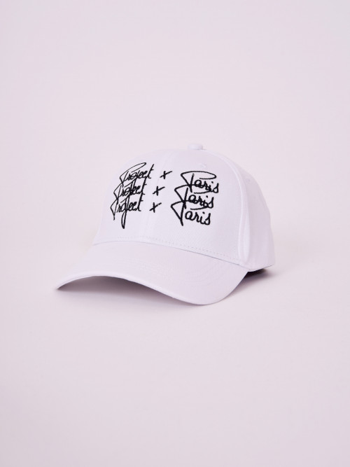 Adjustable cap, unisex Triple Logo embroidery - White