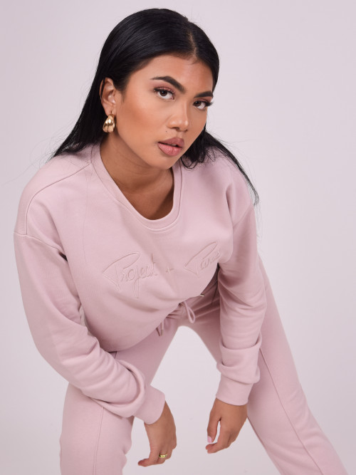 Loose-fitting basic sweatshirt - Powder pink
