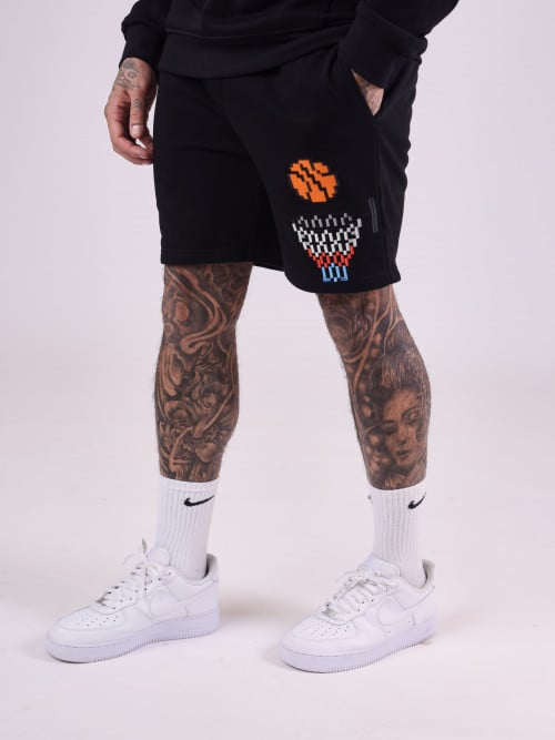 Pantaloncini da basket con design Pixel - Nero