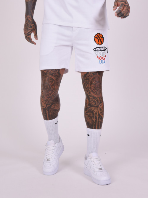 Diseño de pantalones cortos de baloncesto pixel - Blanco
