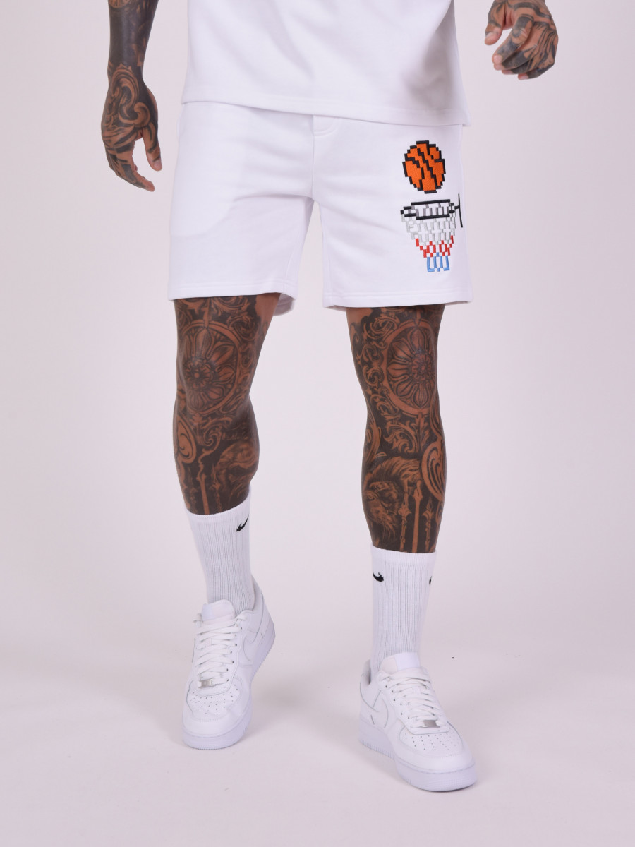 Diseño de pantalones cortos de baloncesto pixel
